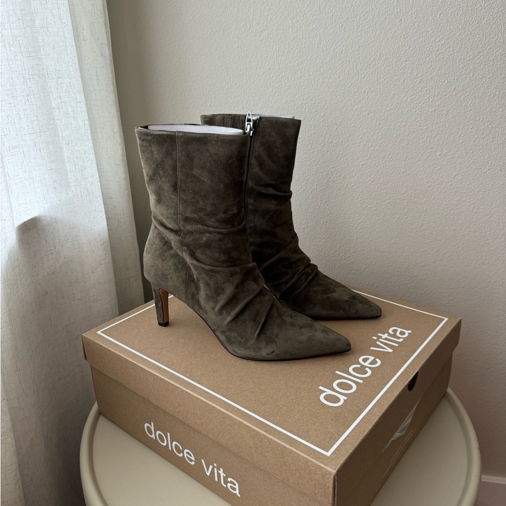 Dolce Vita Olive Suede Heeled Boots